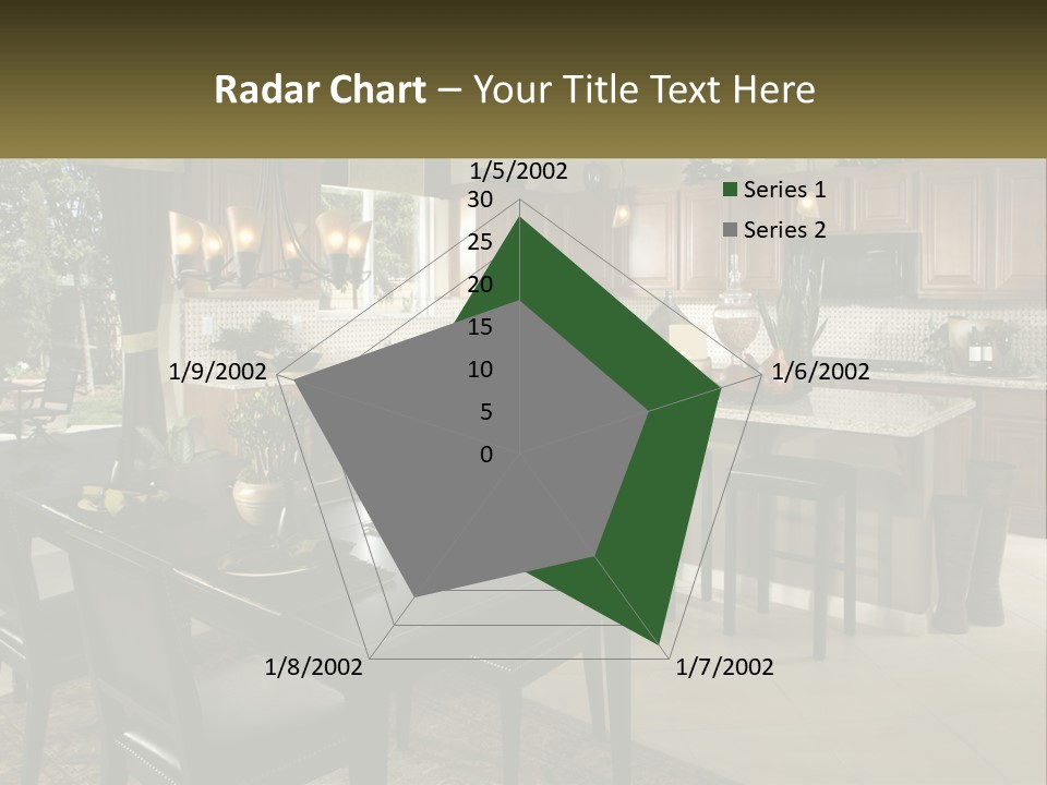 A Large Kitchen With A Table And Chairs In It PowerPoint Template