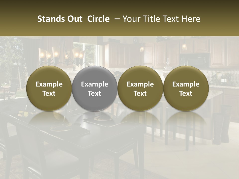 A Large Kitchen With A Table And Chairs In It PowerPoint Template