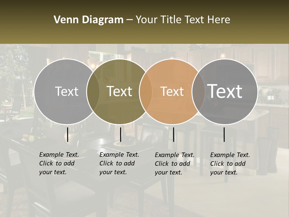 A Large Kitchen With A Table And Chairs In It PowerPoint Template