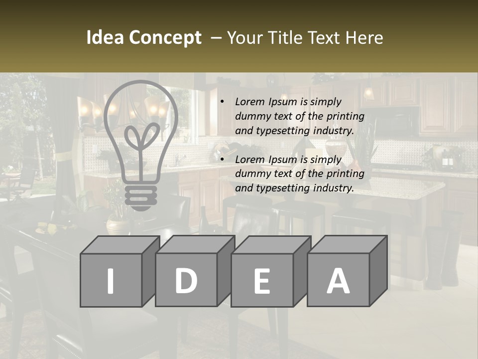 A Large Kitchen With A Table And Chairs In It PowerPoint Template