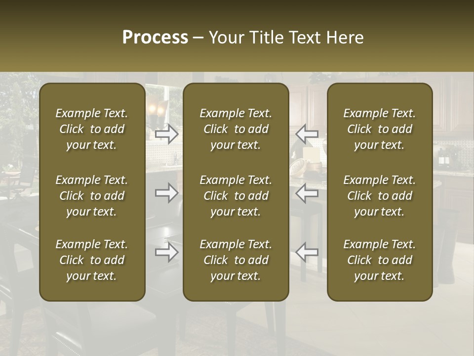 A Large Kitchen With A Table And Chairs In It PowerPoint Template