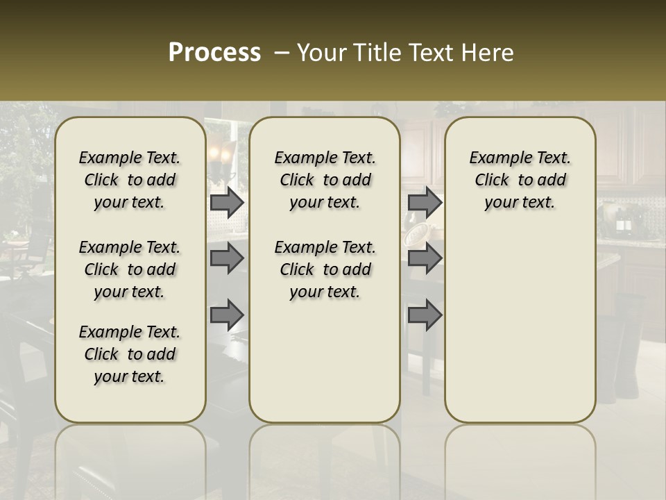 A Large Kitchen With A Table And Chairs In It PowerPoint Template