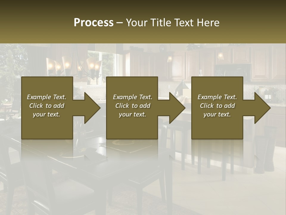 A Large Kitchen With A Table And Chairs In It PowerPoint Template