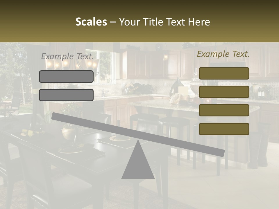 A Large Kitchen With A Table And Chairs In It PowerPoint Template