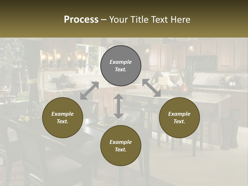 A Large Kitchen With A Table And Chairs In It PowerPoint Template