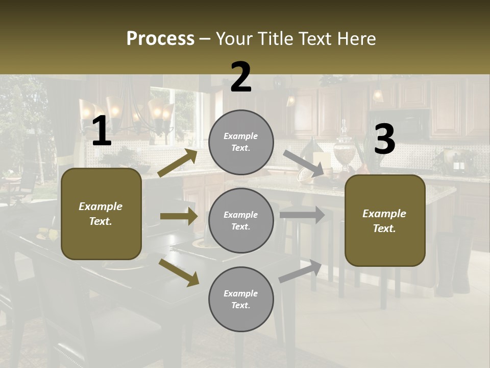 A Large Kitchen With A Table And Chairs In It PowerPoint Template