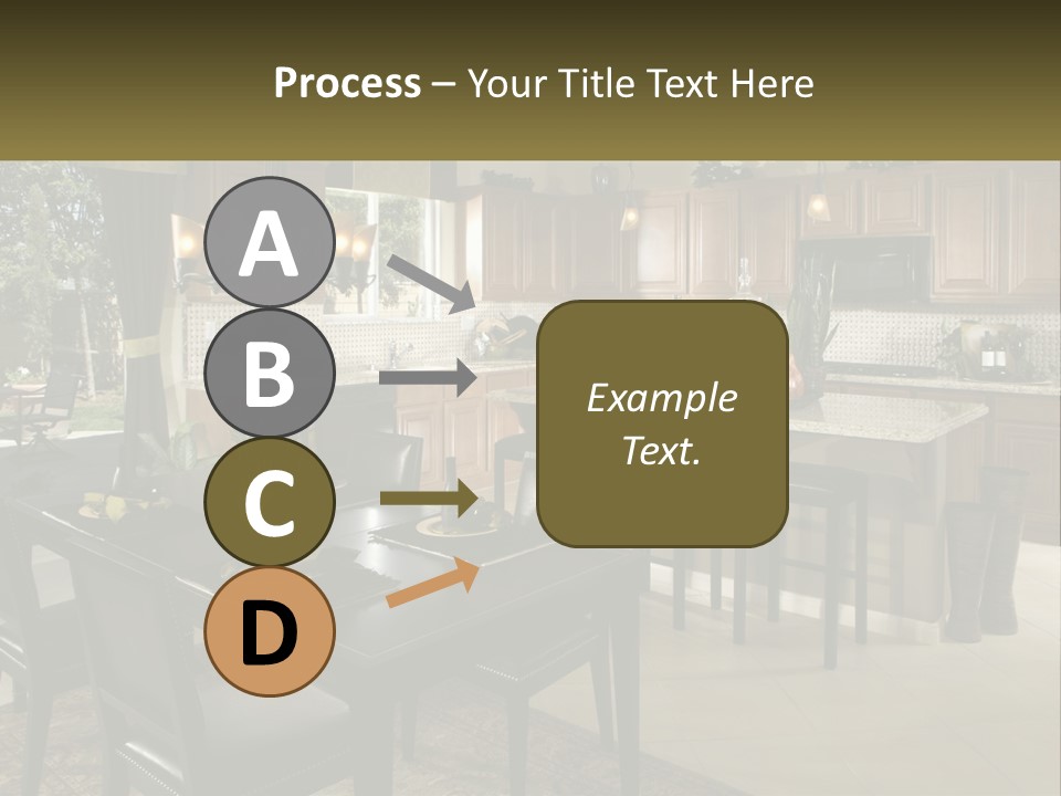 A Large Kitchen With A Table And Chairs In It PowerPoint Template