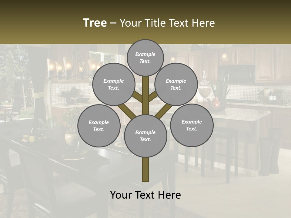 A Large Kitchen With A Table And Chairs In It PowerPoint Template