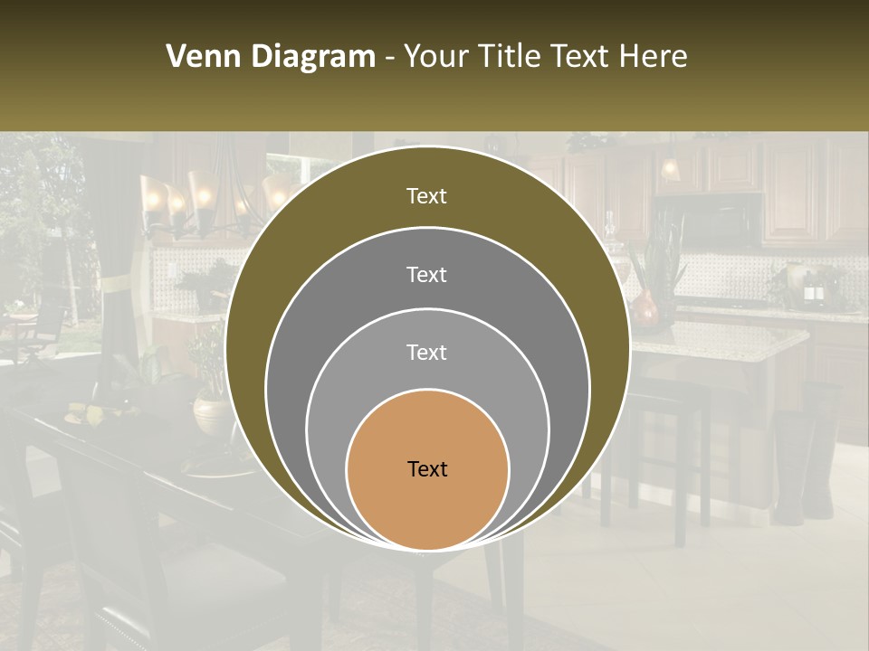 A Large Kitchen With A Table And Chairs In It PowerPoint Template