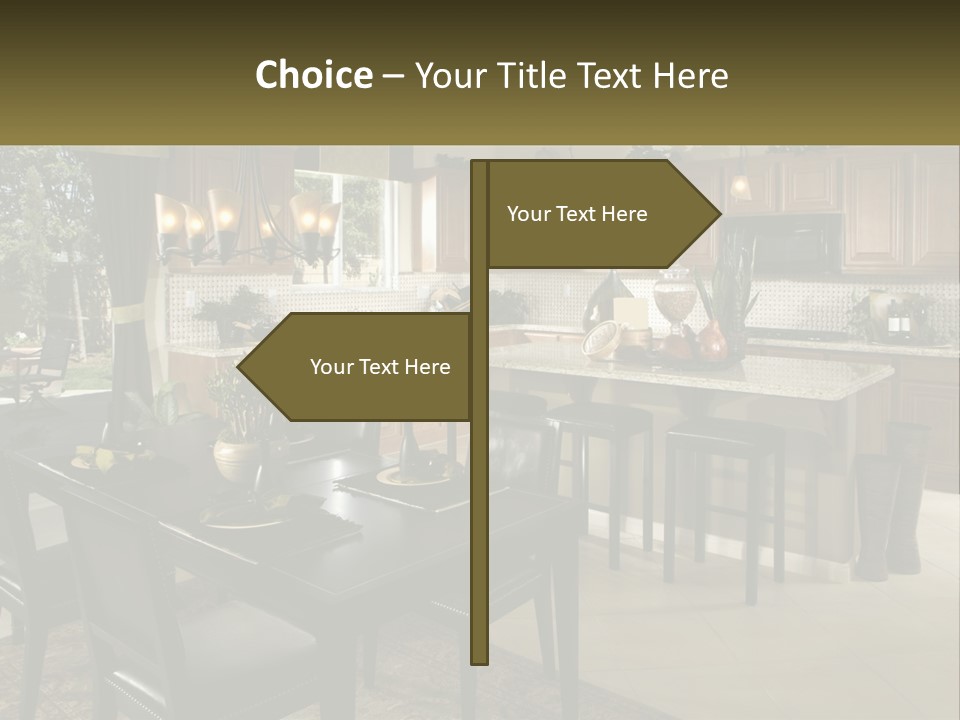 A Large Kitchen With A Table And Chairs In It PowerPoint Template