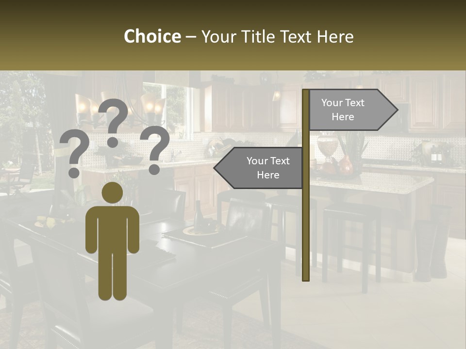 A Large Kitchen With A Table And Chairs In It PowerPoint Template