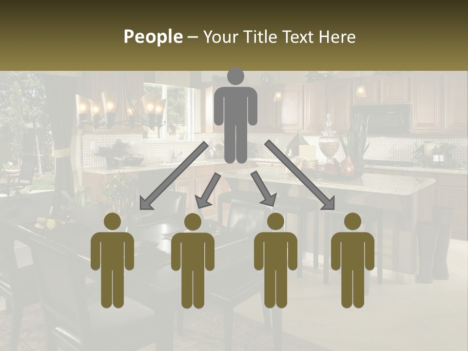 A Large Kitchen With A Table And Chairs In It PowerPoint Template