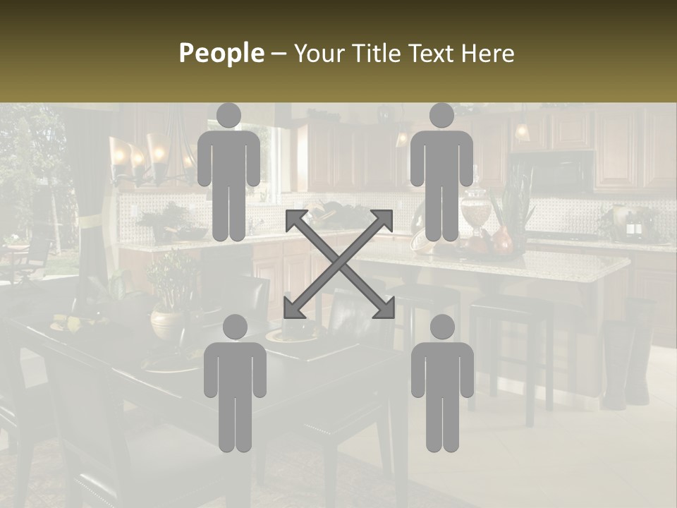 A Large Kitchen With A Table And Chairs In It PowerPoint Template