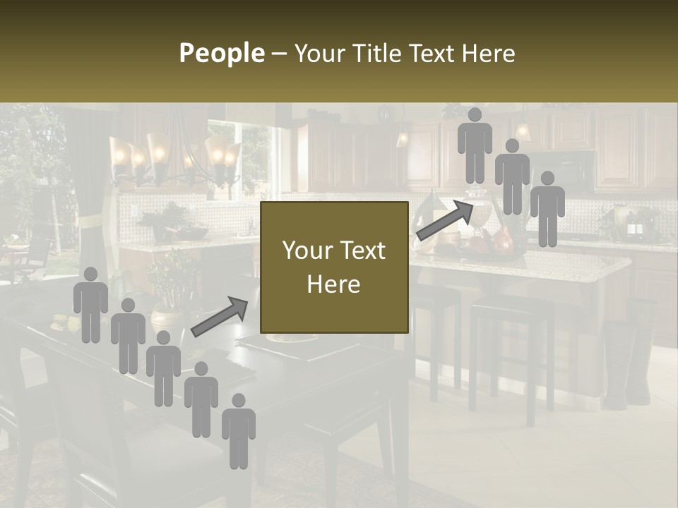 A Large Kitchen With A Table And Chairs In It PowerPoint Template