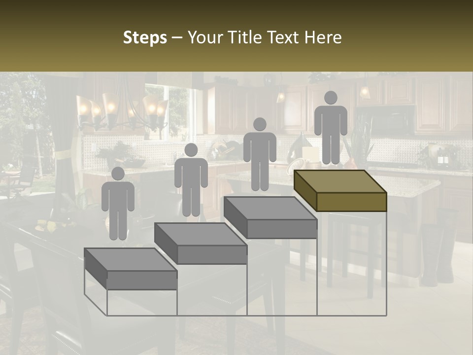 A Large Kitchen With A Table And Chairs In It PowerPoint Template