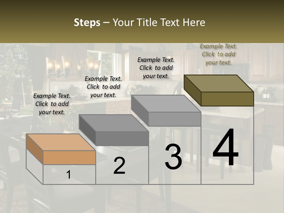 A Large Kitchen With A Table And Chairs In It PowerPoint Template