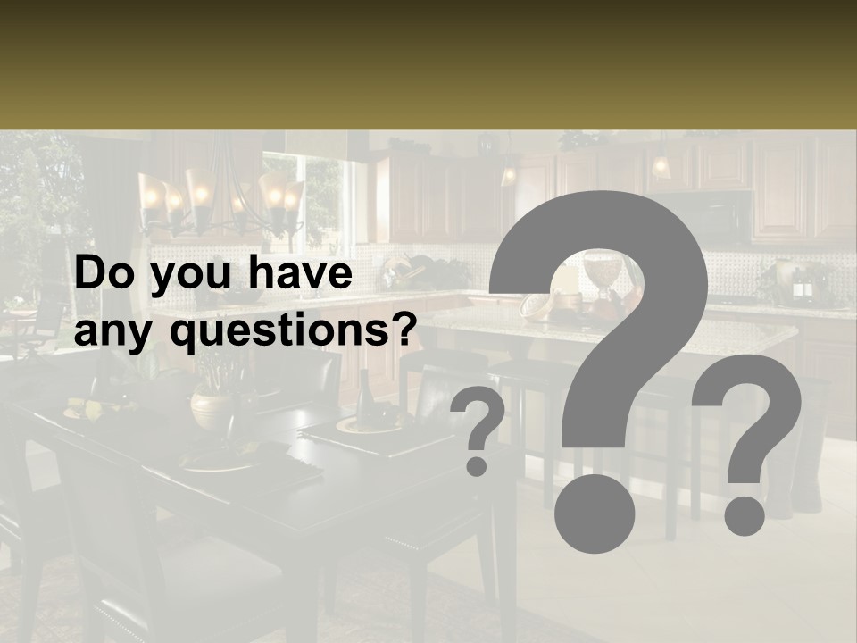 A Large Kitchen With A Table And Chairs In It PowerPoint Template