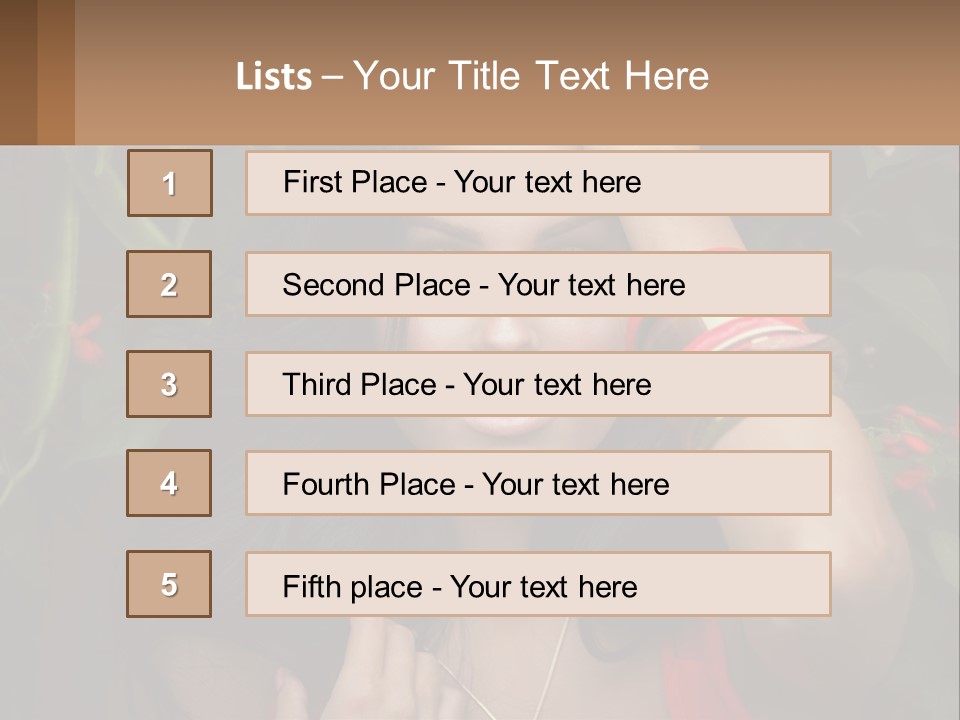 A Woman In A Red Dress Is Holding Her Hands On Her Head PowerPoint Template