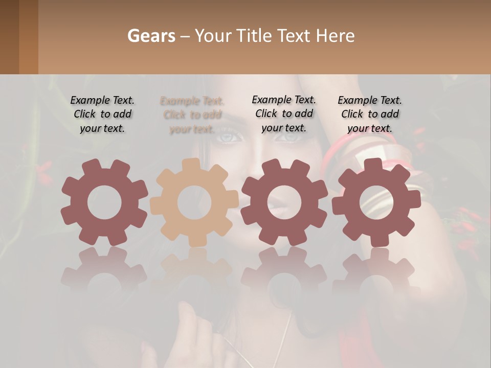 A Woman In A Red Dress Is Holding Her Hands On Her Head PowerPoint Template