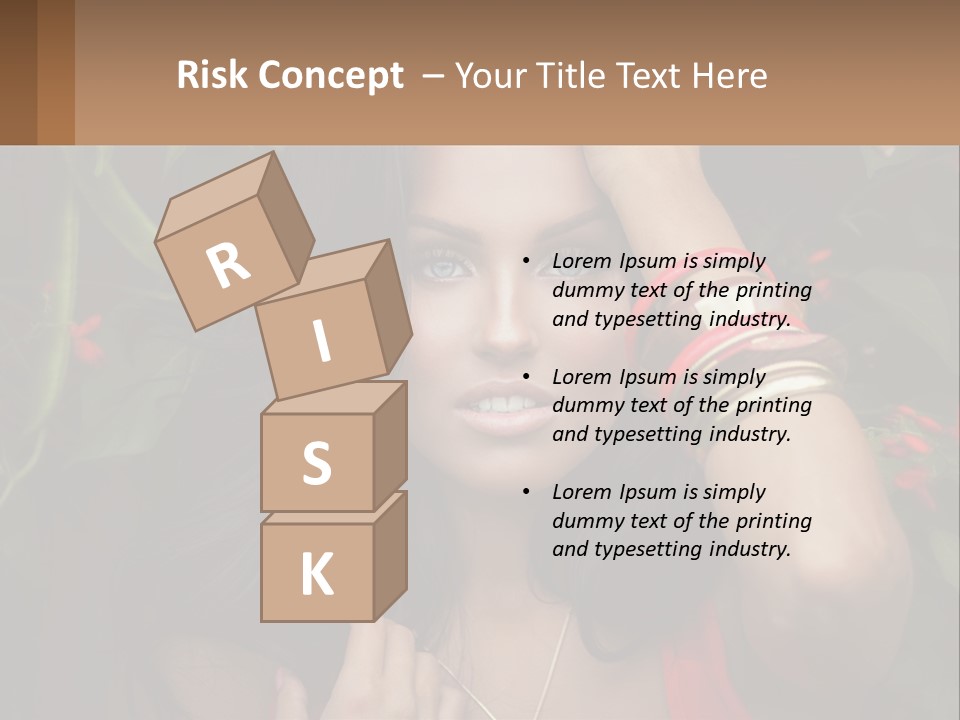 A Woman In A Red Dress Is Holding Her Hands On Her Head PowerPoint Template