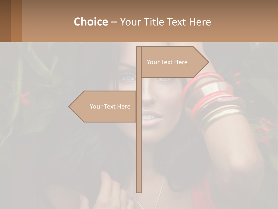 A Woman In A Red Dress Is Holding Her Hands On Her Head PowerPoint Template