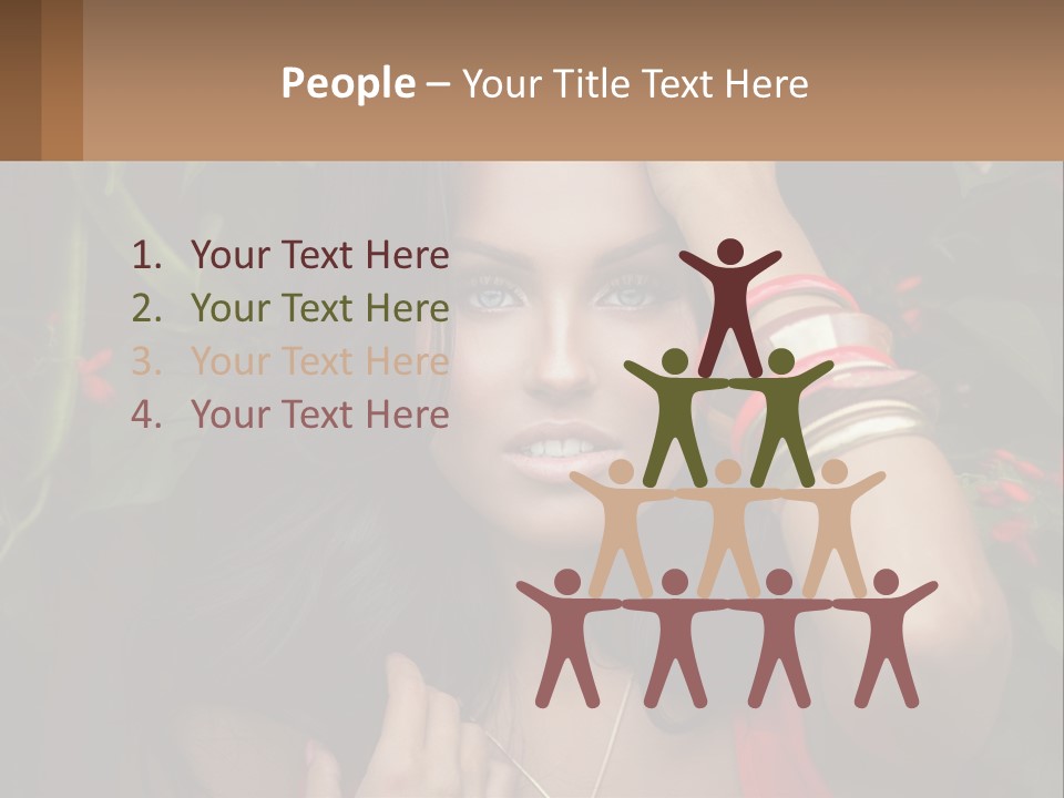 A Woman In A Red Dress Is Holding Her Hands On Her Head PowerPoint Template