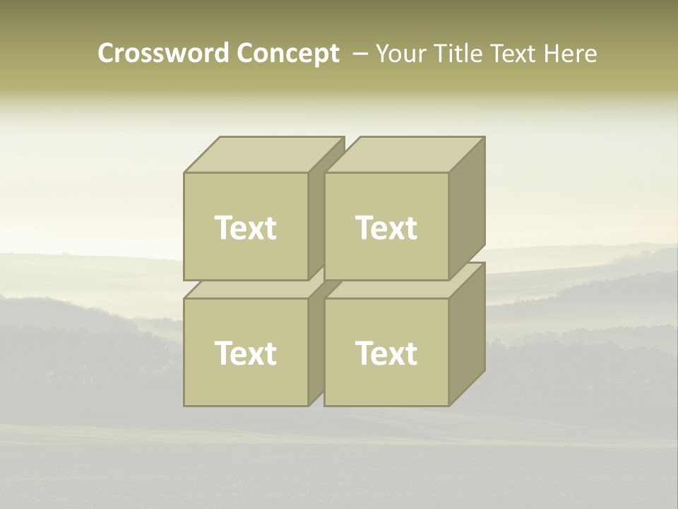 A Field With Trees And Fog In The Background PowerPoint Template