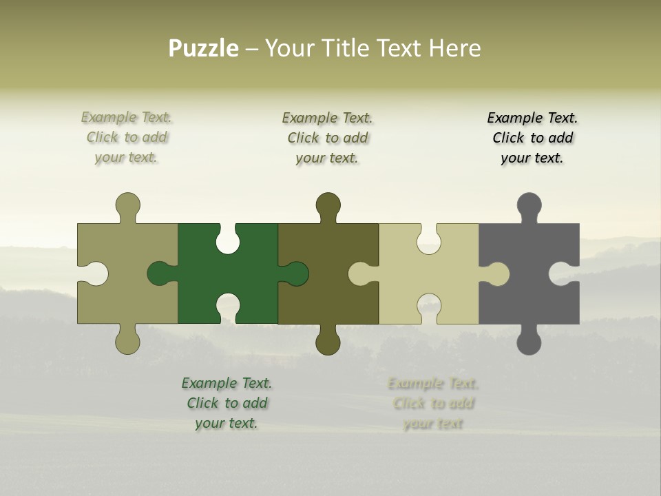 A Field With Trees And Fog In The Background PowerPoint Template