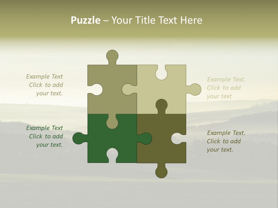 A Field With Trees And Fog In The Background PowerPoint Template