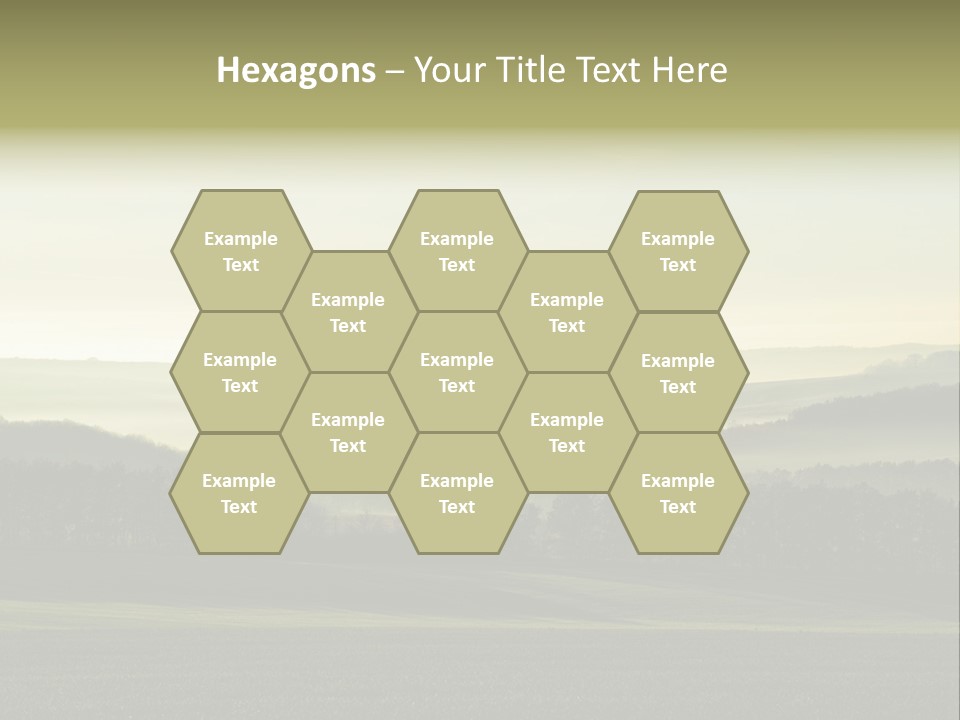 A Field With Trees And Fog In The Background PowerPoint Template