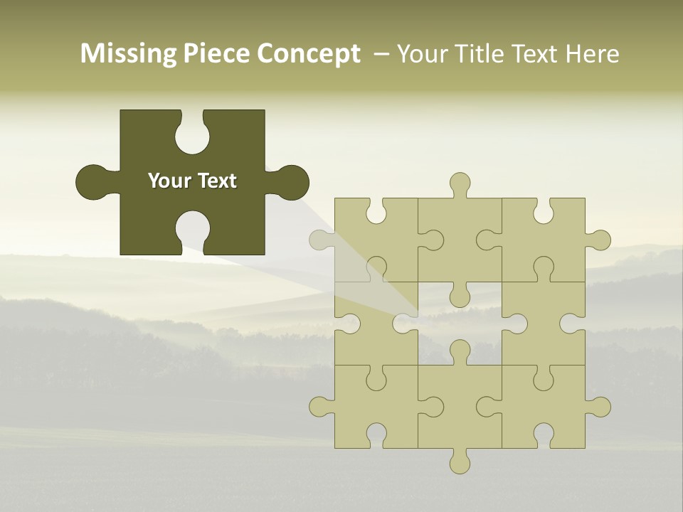 A Field With Trees And Fog In The Background PowerPoint Template