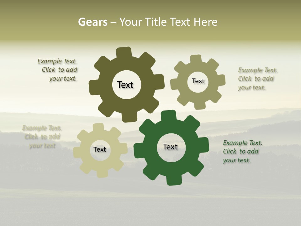 A Field With Trees And Fog In The Background PowerPoint Template