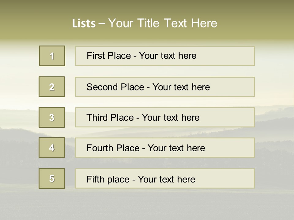 A Field With Trees And Fog In The Background PowerPoint Template