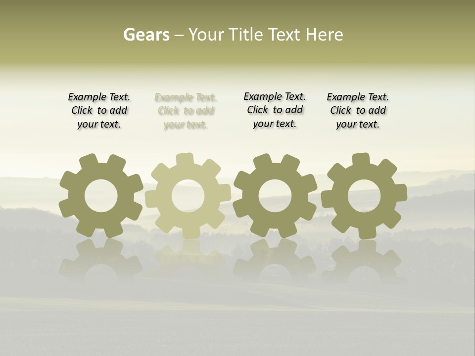 A Field With Trees And Fog In The Background PowerPoint Template