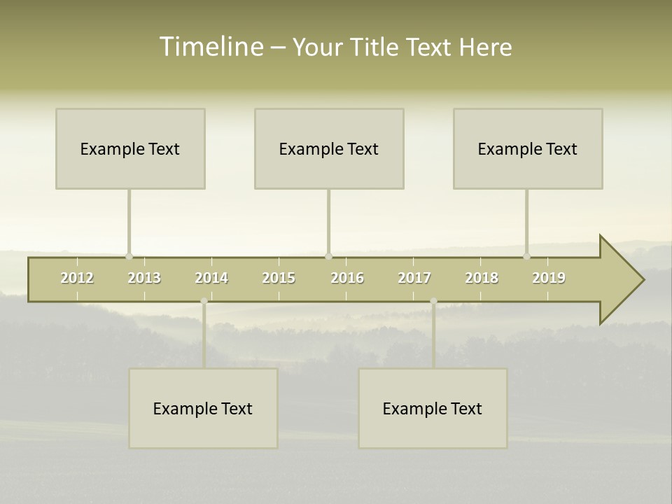 A Field With Trees And Fog In The Background PowerPoint Template