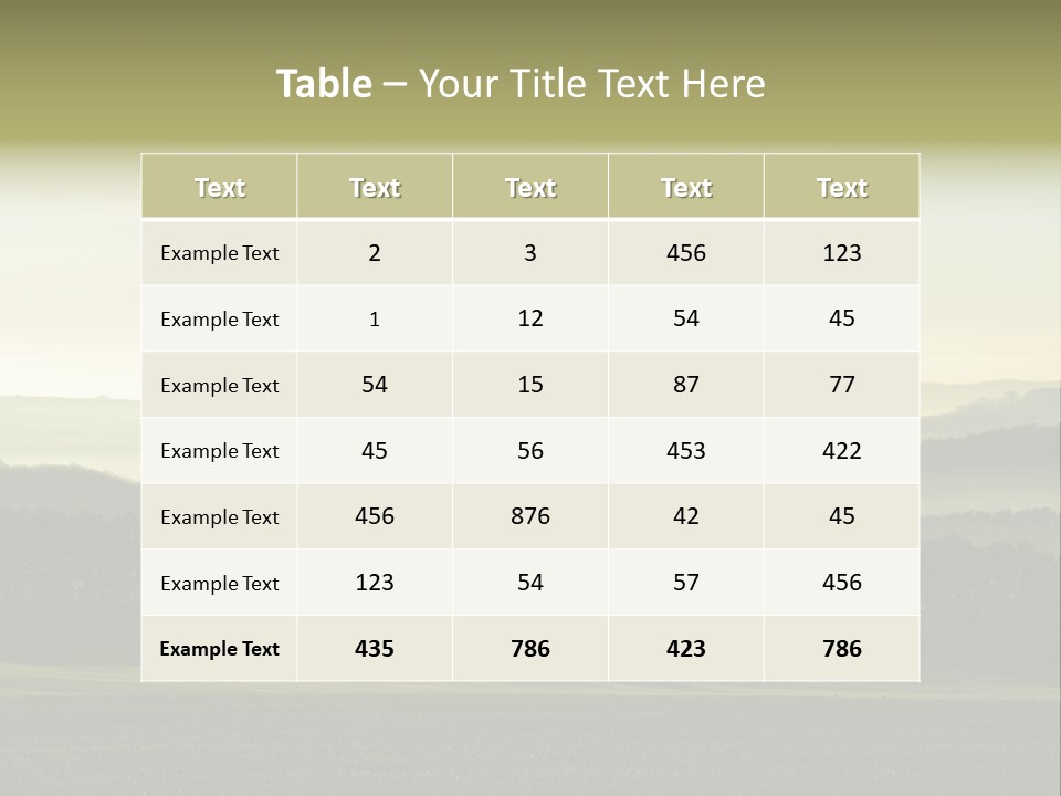 A Field With Trees And Fog In The Background PowerPoint Template