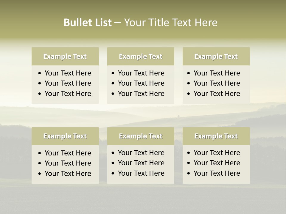 A Field With Trees And Fog In The Background PowerPoint Template
