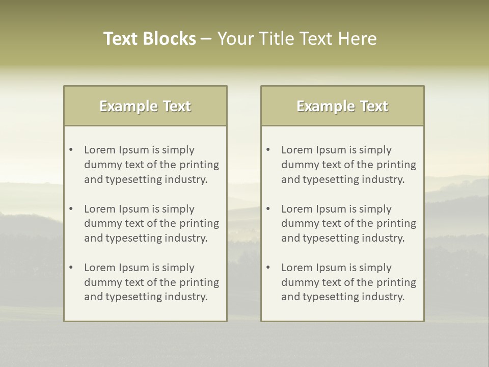 A Field With Trees And Fog In The Background PowerPoint Template