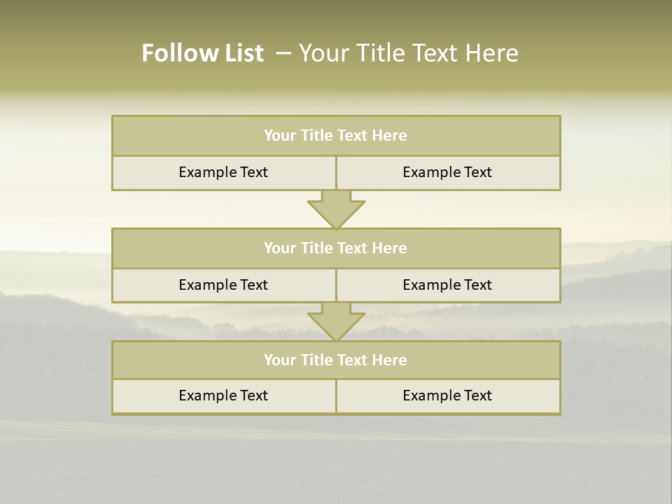 A Field With Trees And Fog In The Background PowerPoint Template