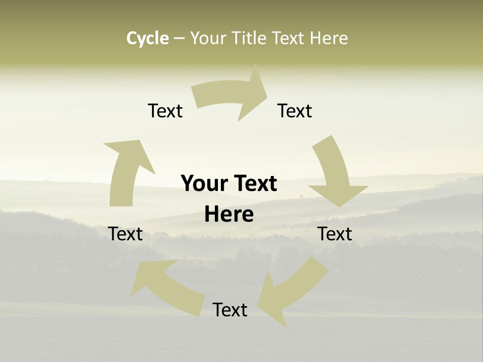 A Field With Trees And Fog In The Background PowerPoint Template