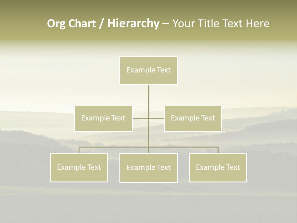 A Field With Trees And Fog In The Background PowerPoint Template