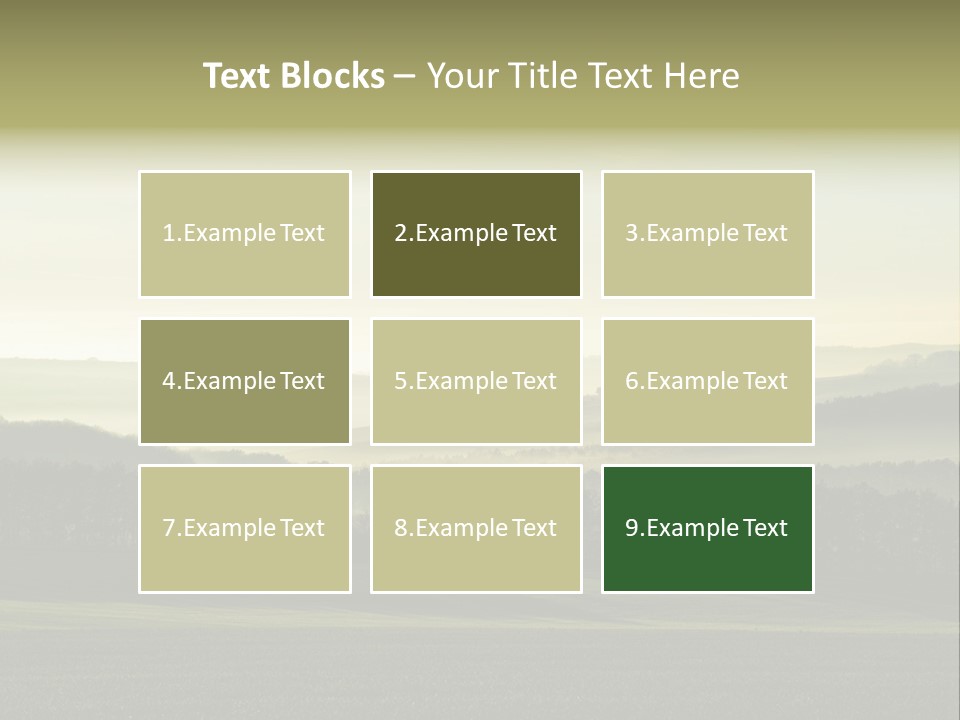 A Field With Trees And Fog In The Background PowerPoint Template