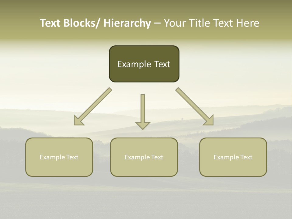 A Field With Trees And Fog In The Background PowerPoint Template