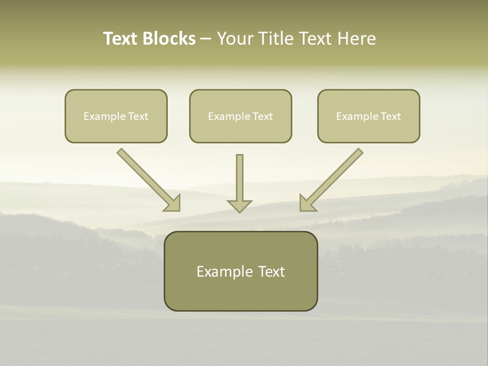 A Field With Trees And Fog In The Background PowerPoint Template