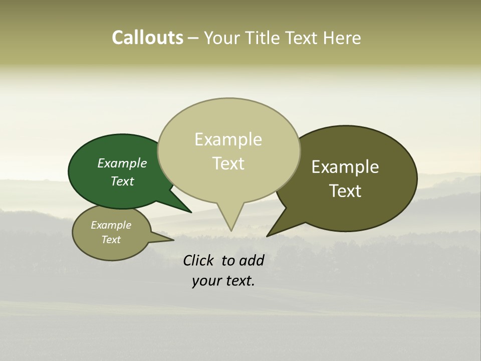A Field With Trees And Fog In The Background PowerPoint Template