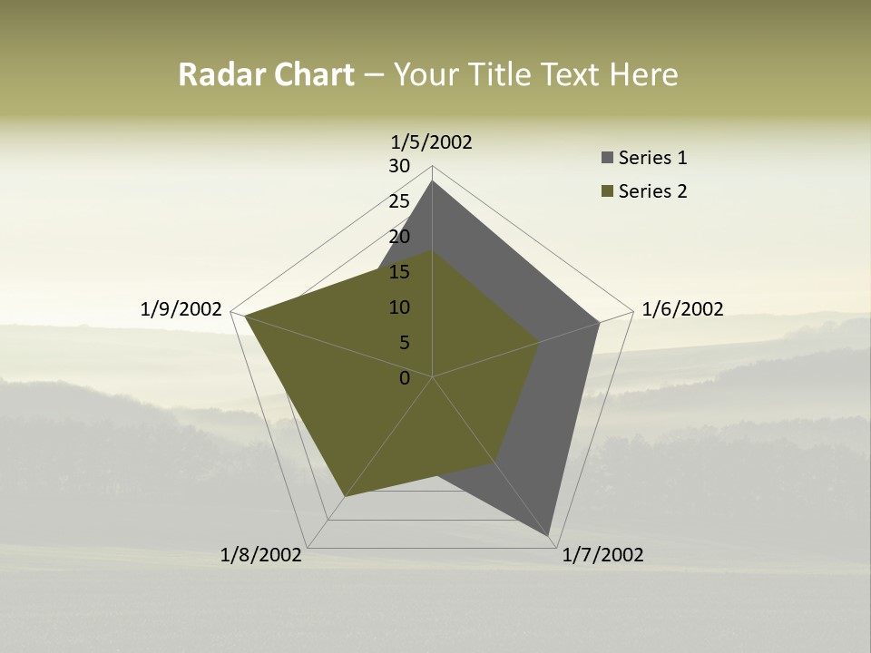 A Field With Trees And Fog In The Background PowerPoint Template