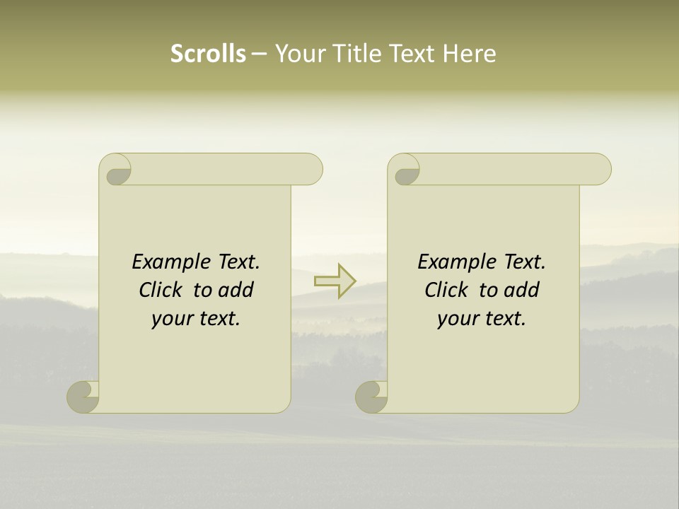 A Field With Trees And Fog In The Background PowerPoint Template
