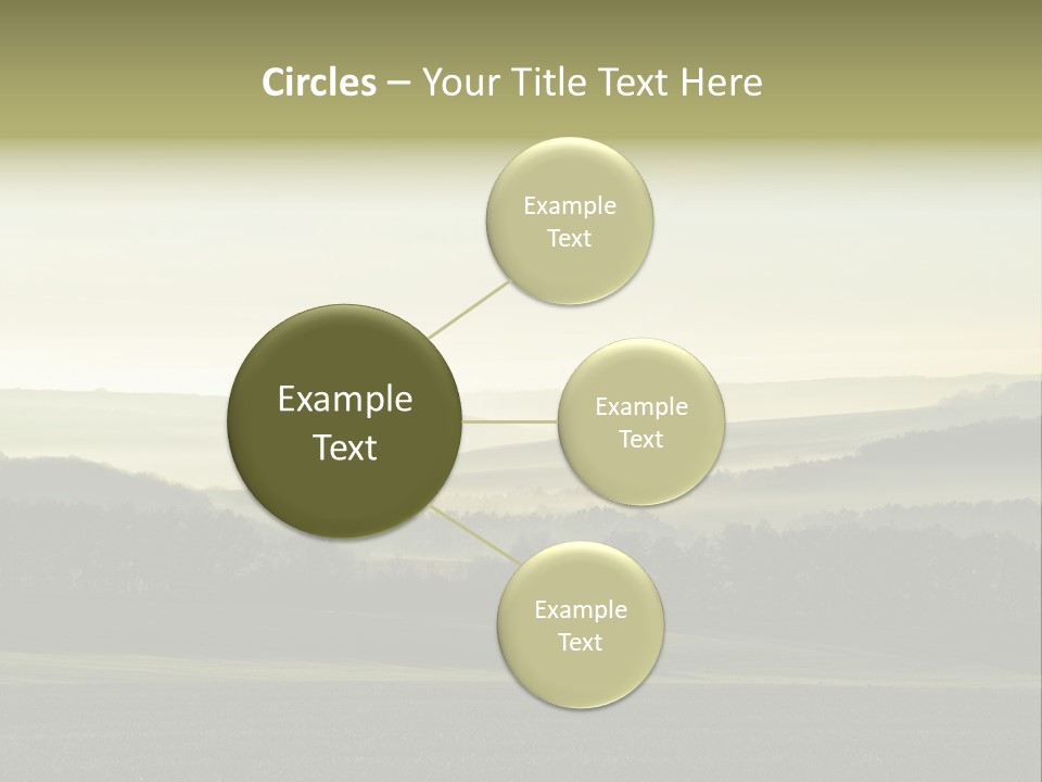 A Field With Trees And Fog In The Background PowerPoint Template