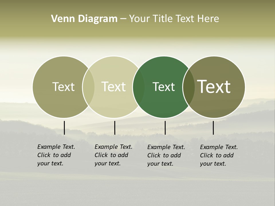 A Field With Trees And Fog In The Background PowerPoint Template