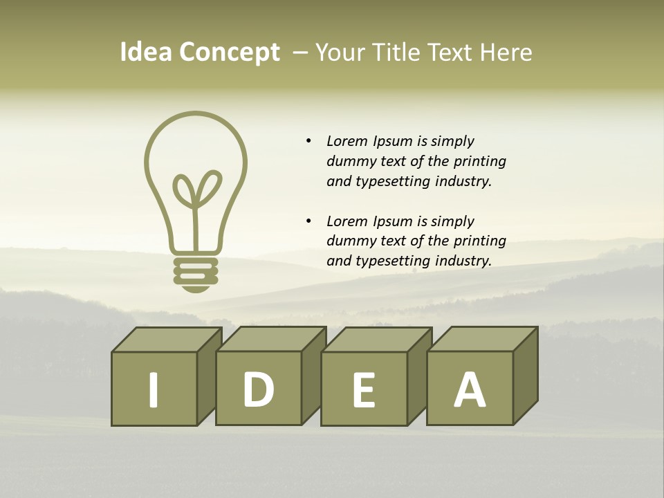 A Field With Trees And Fog In The Background PowerPoint Template
